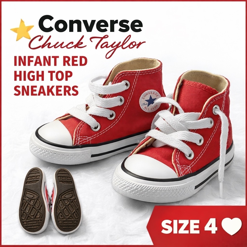 Converse Chuck Taylor Infant Red High Top Sneakers Size 4